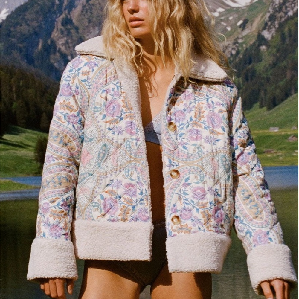 NWT Spell Reversible Shearling Jacket | xs, pastel, white